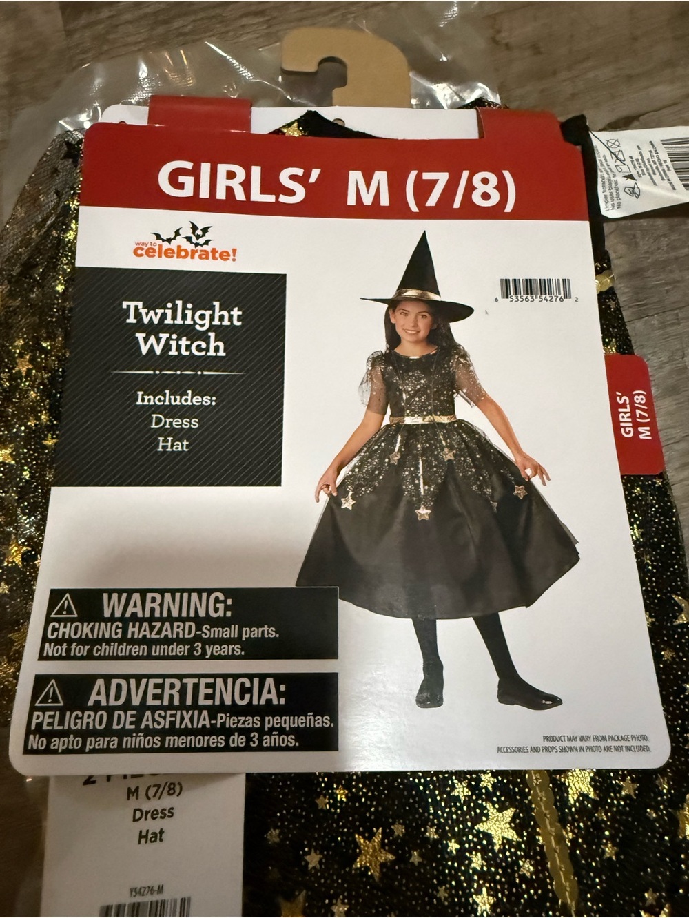 Girls' Twilight Witch Costume - Black & Gold size 6, 7/8, 10/12 available